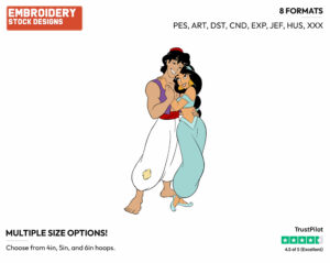 Aladdin, Jasmine - Disney's Aladdin - Embroidery Design in 3 sizes & 8 formats