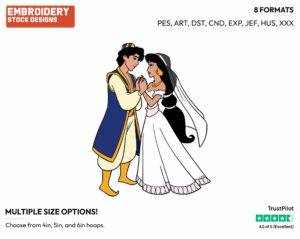 Aladdin, Jasmine Wedding - Disney's Aladdin - Embroidery Design in 3 sizes & 8 formats