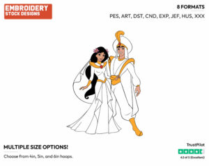 Aladdin, Jasmine Wedding - Disney's Aladdin - Embroidery Design in 3 sizes & 8 formats