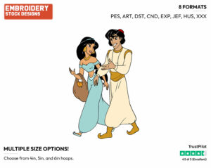 Aladdin, Jasmine - Disney's Aladdin - Embroidery Design in 3 sizes & 8 formats