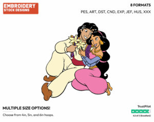 Aladdin, Jasmine - Disney's Aladdin - Embroidery Design in 3 sizes & 8 formats