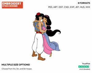 Aladdin, Jasmine - Disney's Aladdin - Embroidery Design in 3 sizes & 8 formats