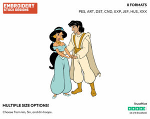 Aladdin, Jasmine - Disney's Aladdin - Embroidery Design in 3 sizes & 8 formats