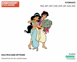 Aladdin Offering Jasmine Bouquet Of Flowers - Disney's Aladdin - Embroidery Design in 3 sizes & 8 formats