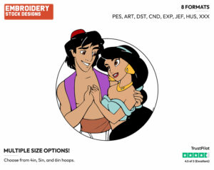 Aladdin, Jasmine - Disney's Aladdin - Embroidery Design in 3 sizes & 8 formats