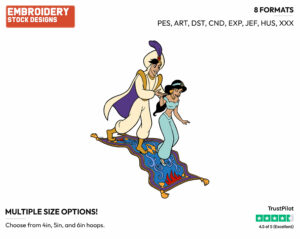 Prince Ali, Jasmine - Disney's Aladdin - Embroidery Design in 3 sizes & 8 formats