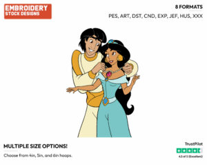 Aladdin, Jasmine - Disney's Aladdin - Embroidery Design in 3 sizes & 8 formats
