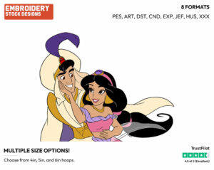 Aladdin, Jasmine - Disney's Aladdin - Embroidery Design in 3 sizes & 8 formats