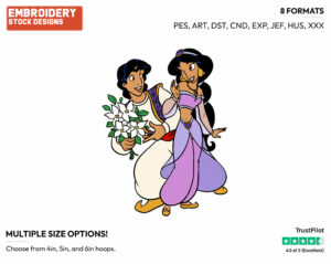 Aladdin Surprising Jasmine With Bouquet Of Flowers - Disney's Aladdin - Embroidery Design in 3 sizes & 8 formats