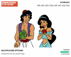 Aladdin, Jasmine - Disney's Aladdin - Embroidery Design in 3 sizes & 8 formats