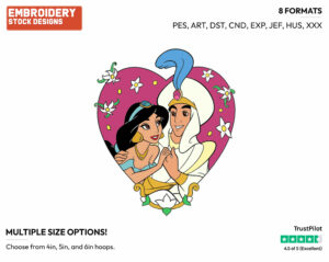 Aladdin, Jasmine - Disney's Aladdin - Embroidery Design in 3 sizes & 8 formats
