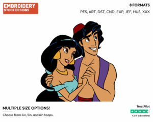Aladdin, Jasmine - Disney's Aladdin - Embroidery Design in 3 sizes & 8 formats