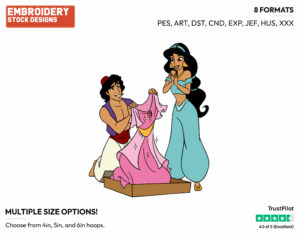 Aladdin Gives Jasmine A Gift - Disney's Aladdin - Embroidery Design in 3 sizes & 8 formats