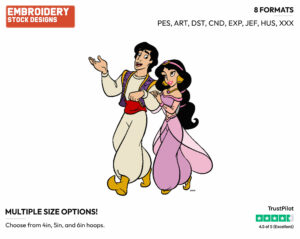 Aladdin, Jasmine Walking - Disney's Aladdin - Embroidery Design in 3 sizes & 8 formats