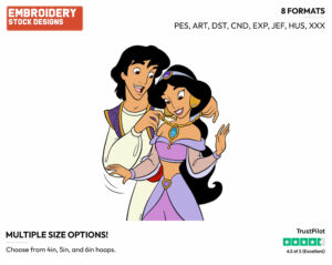 Aladdin, Jasmine, Necklace - Disney's Aladdin - Embroidery Design in 3 sizes & 8 formats