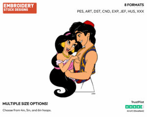 Aladdin, Jasmine - Disney's Aladdin - Embroidery Design in 3 sizes & 8 formats