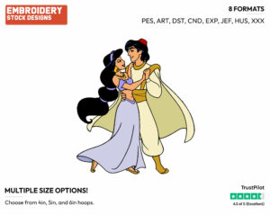 Aladdin, Jasmine Dancing - Disney's Aladdin - Embroidery Design in 3 sizes & 8 formats