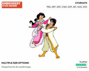 Aladdin, Jasmine - Disney's Aladdin - Embroidery Design in 3 sizes & 8 formats