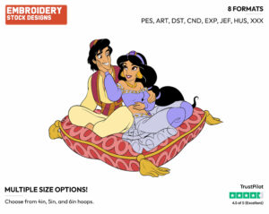 Aladdin, Jasmine - Disney's Aladdin - Embroidery Design in 3 sizes & 8 formats