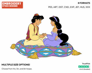 Aladdin, Jasmine - Disney's Aladdin - Embroidery Design in 3 sizes & 8 formats