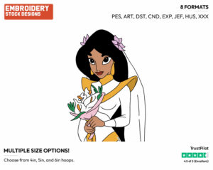 Jasmine The Bride - Disney's Aladdin - Embroidery Design in 3 sizes & 8 formats