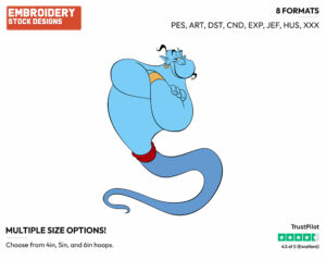 Genie - Disney's Aladdin - Embroidery Design in 3 sizes & 8 formats