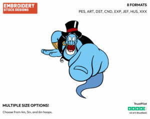 Genie Dressed As A Magician - Disney's Aladdin - Embroidery Design in 3 sizes & 8 formats