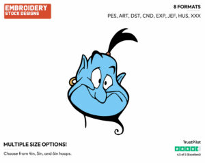 Genie's Silly Face - Disney's Aladdin - Embroidery Design in 3 sizes & 8 formats