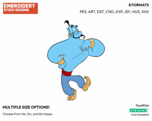 Genie Wearing Pants - Disney's Aladdin - Embroidery Design in 3 sizes & 8 formats