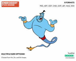 Genie - Disney's Aladdin - Embroidery Design in 3 sizes & 8 formats