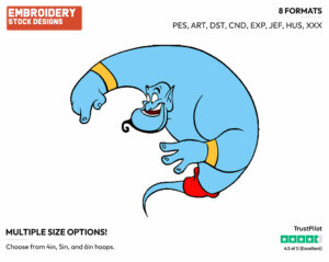 Genie - Disney's Aladdin - Embroidery Design in 3 sizes & 8 formats