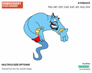 Genie - Disney's Aladdin - Embroidery Design in 3 sizes & 8 formats