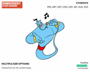 Genie Singing - Disney's Aladdin - Embroidery Design in 3 sizes & 8 formats