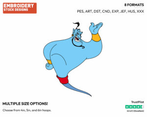 Genie Waving - Disney's Aladdin - Embroidery Design in 3 sizes & 8 formats