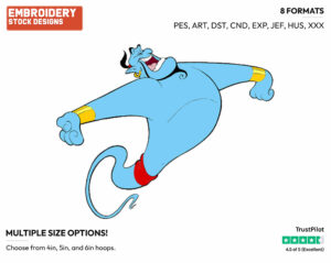Genie - Disney's Aladdin - Embroidery Design in 3 sizes & 8 formats