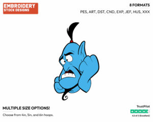 Genie's Worried Face - Disney's Aladdin - Embroidery Design in 3 sizes & 8 formats