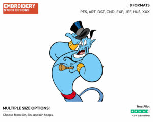 Genie - Disney's Aladdin - Embroidery Design in 3 sizes & 8 formats