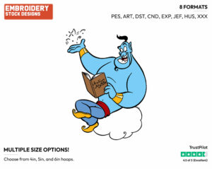 Genie - Disney's Aladdin - Embroidery Design in 3 sizes & 8 formats