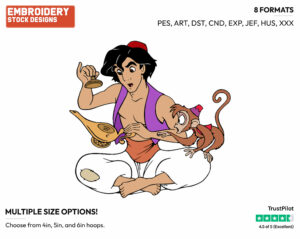Aladdin, Abu, Magic Lamp - Disney's Aladdin - Embroidery Design in 3 sizes & 8 formats