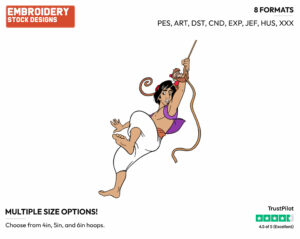 Aladdin, Abu - Disney's Aladdin - Embroidery Design in 3 sizes & 8 formats