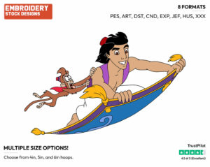 Aladdin, Abu, Carpet - Disney's Aladdin - Embroidery Design in 3 sizes & 8 formats