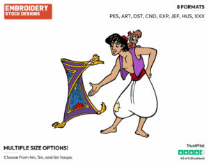 Aladdin, Abu, Carpet - Disney's Aladdin - Embroidery Design in 3 sizes & 8 formats