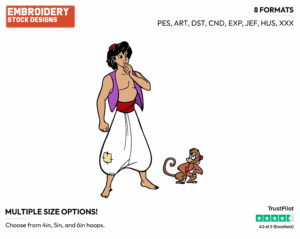 Aladdin, Abu - Disney's Aladdin - Embroidery Design in 3 sizes & 8 formats