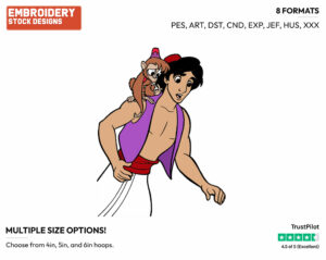 Aladdin, Abu - Disney's Aladdin - Embroidery Design in 3 sizes & 8 formats