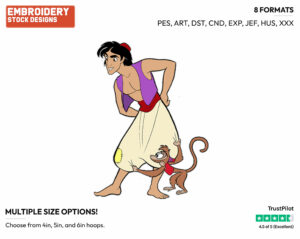 Aladdin, Abu - Disney's Aladdin - Embroidery Design in 3 sizes & 8 formats