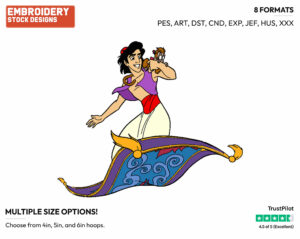 Aladdin, Abu On Flying Carpet - Disney's Aladdin - Embroidery Design in 3 sizes & 8 formats