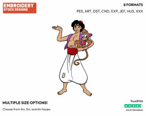 Aladdin, Abu - Disney's Aladdin - Embroidery Design in 3 sizes & 8 formats