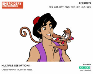 Aladdin, Abu - Disney's Aladdin - Embroidery Design in 3 sizes & 8 formats