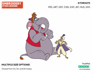 Aladdin, Abu As An Elephant - Disney's Aladdin - Embroidery Design in 3 sizes & 8 formats