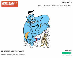 Genie Turning Aladdin Into Prince Ali - Disney's Aladdin - Embroidery Design in 3 sizes & 8 formats